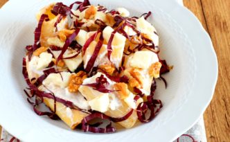 Paccheri con radicchio all'aceto balsamico ricotta e taleggio