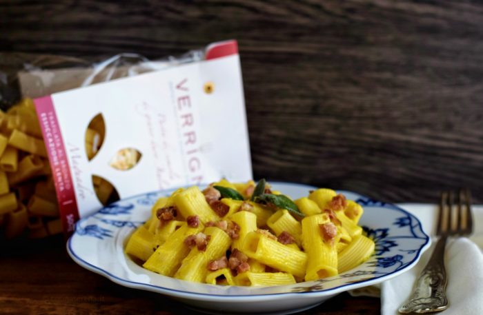 pasta verrigni con peperoni giallo