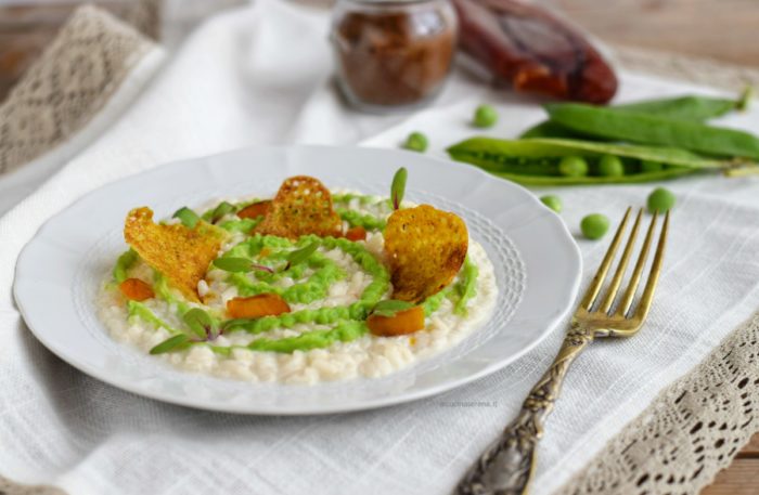 risotto con crema di piselli